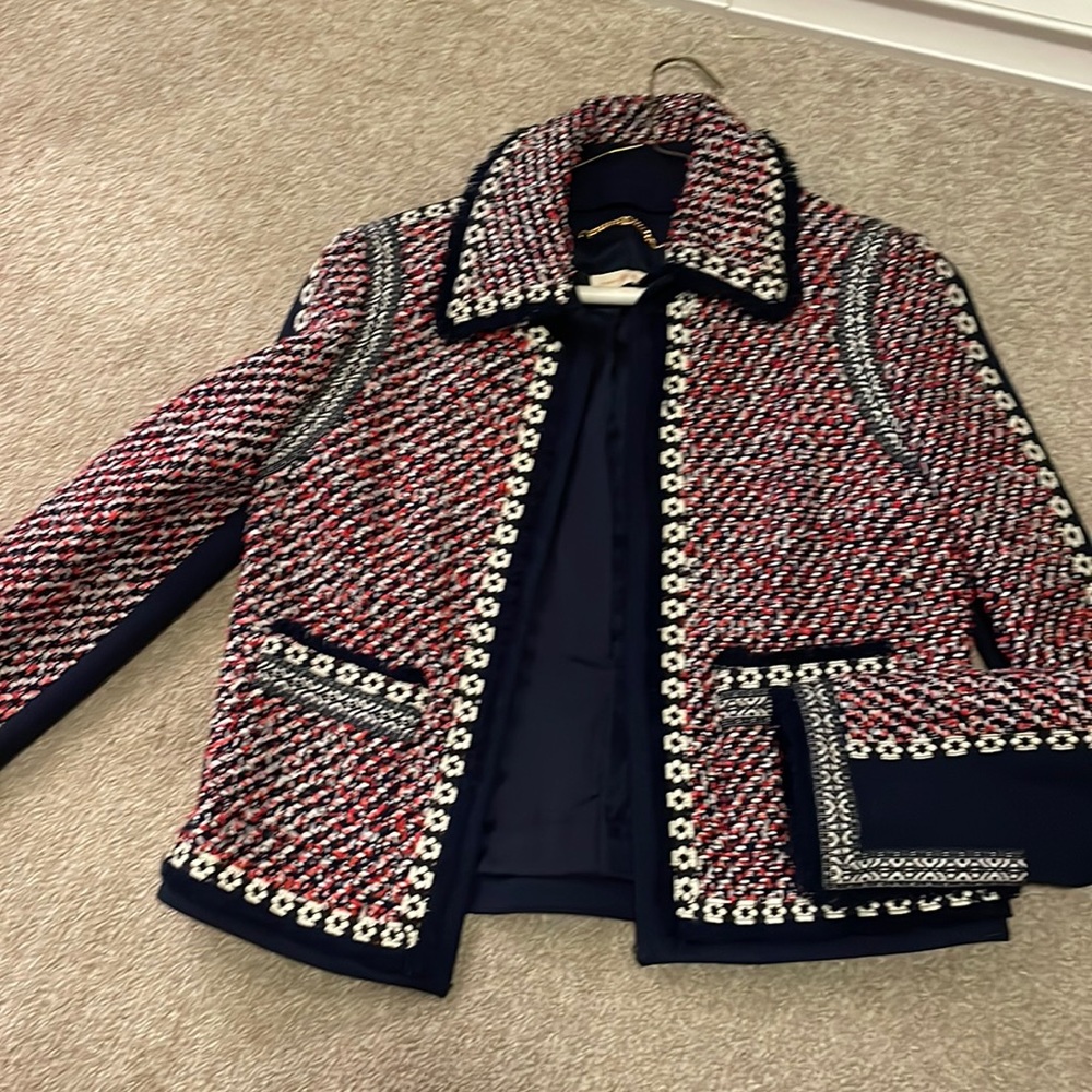 Tory Burch Mixed Material Elisa Tweed Blazer Jacket